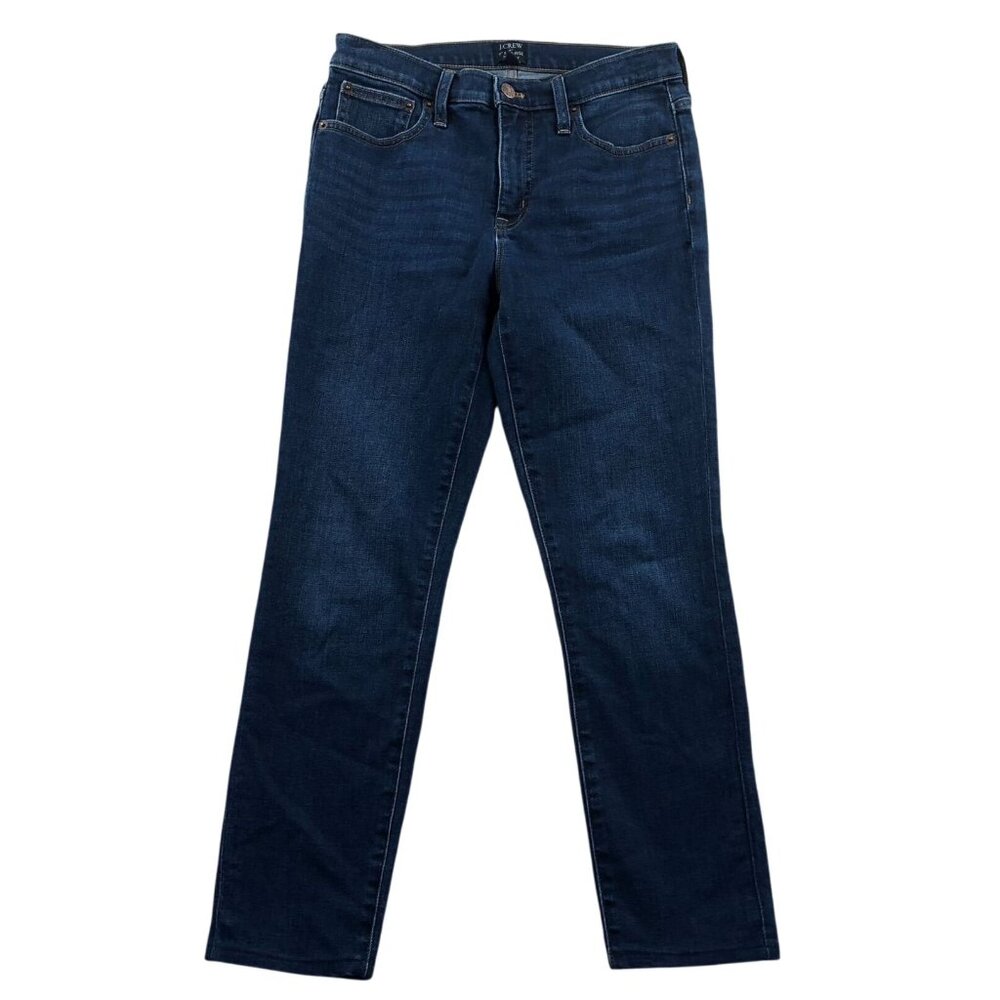 J.Crew Women 9" Mid-Rise Skinny Jeans Size 26 Blue Denim Dark Wash Ankle Classic